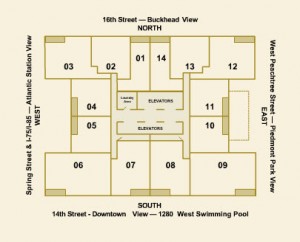 1280 West Building Floor Plan of Units