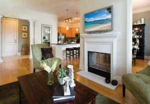 Select Vinings Main Floor Plans feature a Fireplace