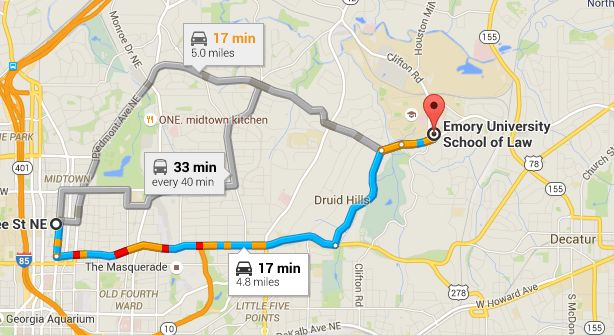 Midtown Atlanta Map to Emory University May 15, 2015