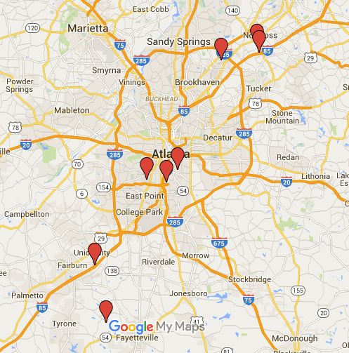 Map of Atlanta Movie Studio Locations